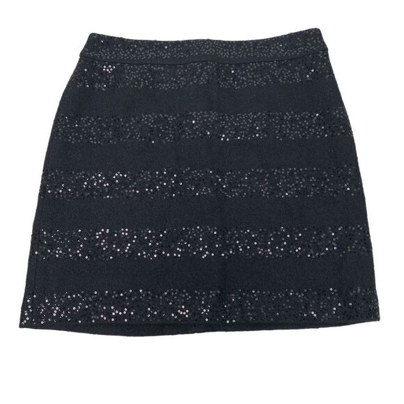 Loft Women's Black Sequin Stripe Mini Skirt size 6 Petite - Picture 1 of 6